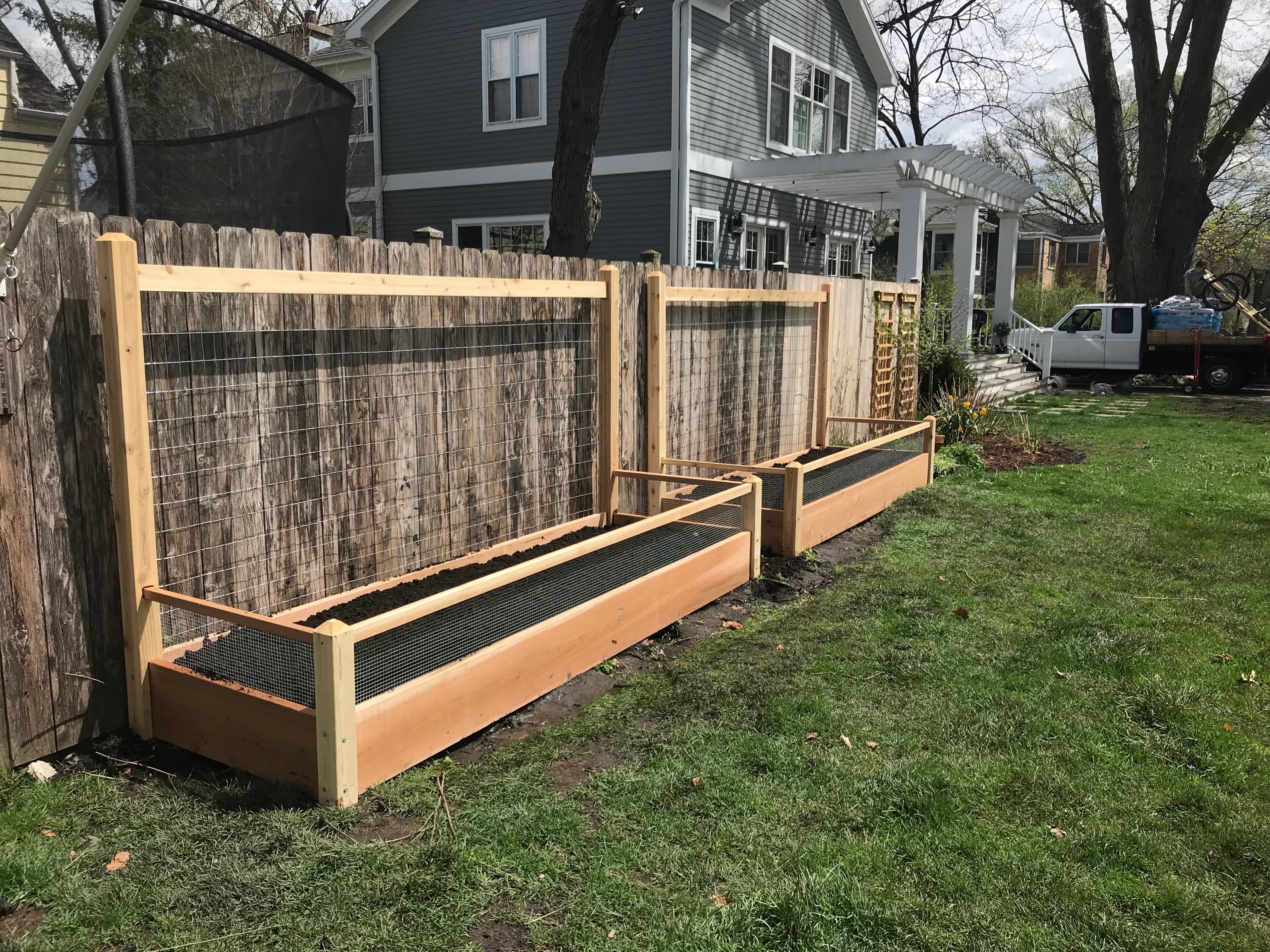 Two 3x10x2 Raised Garden Bed With 6 Foot Trellis