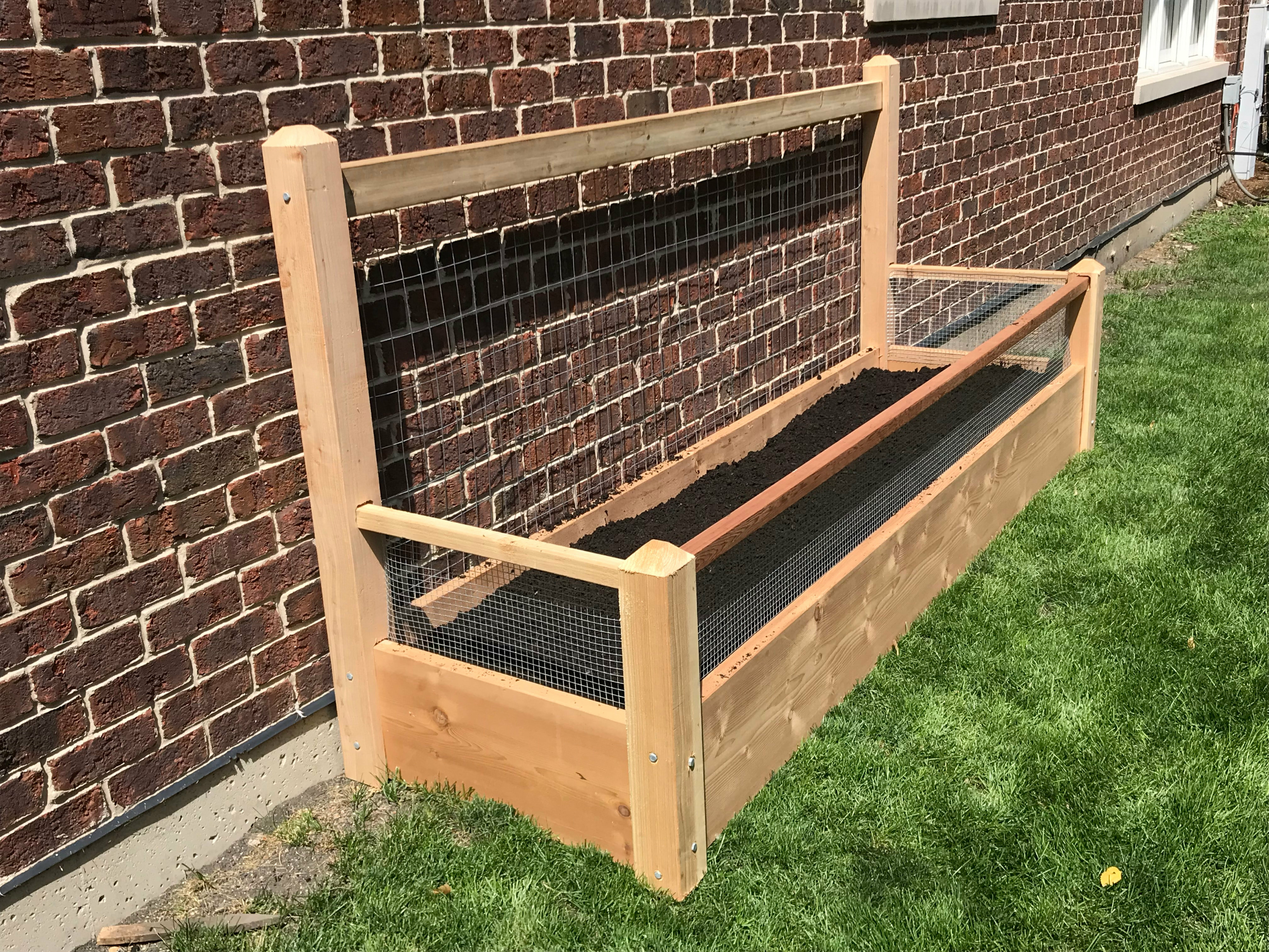 One 2x8x2 Raised Garden Bed With 4 Foot Trellis