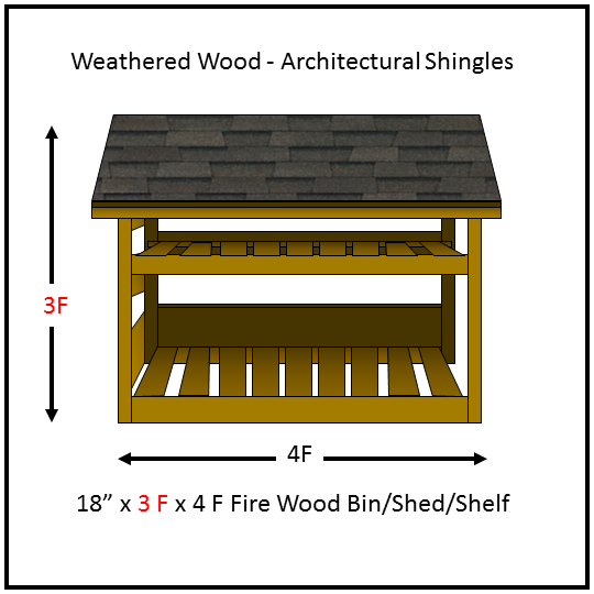 18x36x48 Weathered Wood Firewood Log Storage Bin Shed Kit