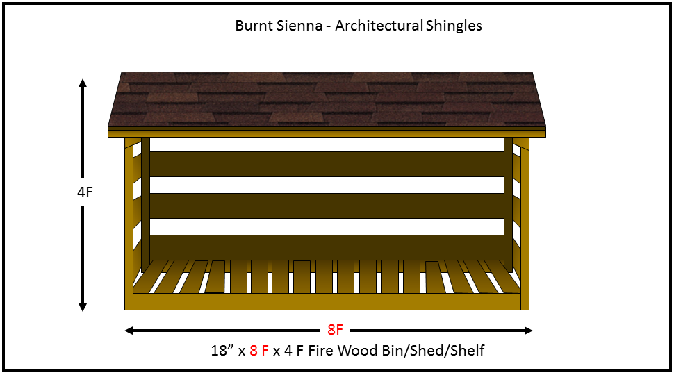 18x48x96 Burnt Sienna Firewood Log Storage Bin Shed Kit