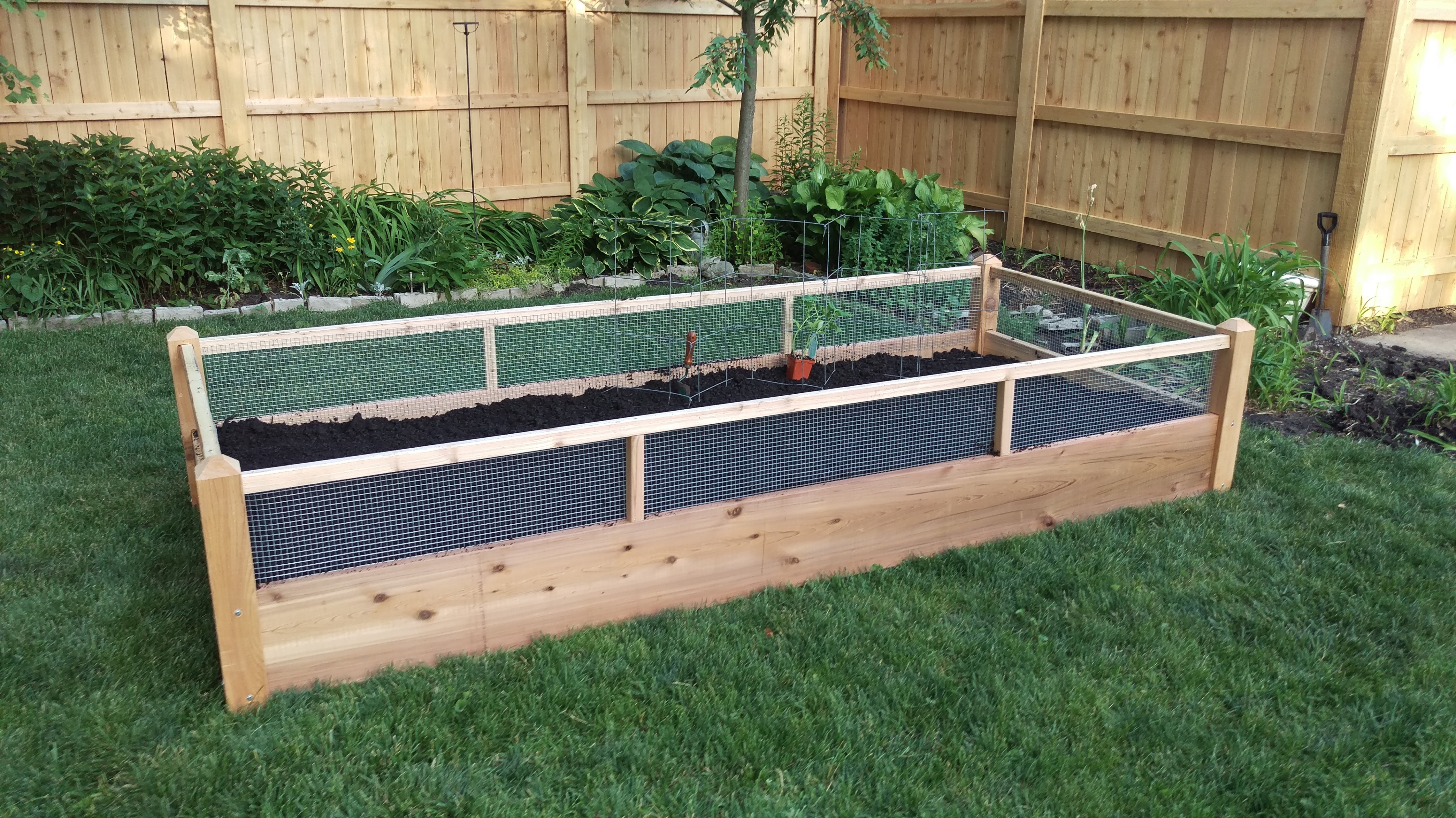 One 4x12x2 Raised Garden with Rabbit Railings Bed Delivered With Soil